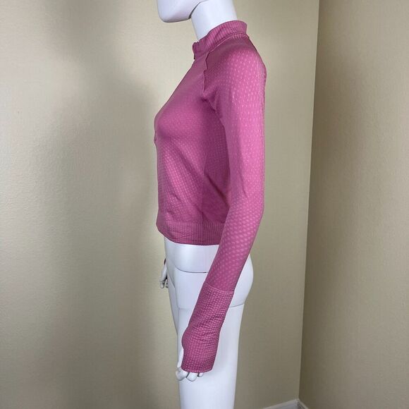 Lululemon Womens Size S Rest Less Cropped Half-Zip Grid Warp Pink Blossom Sugar - Picture 11 of 15
